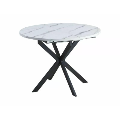 Стол обеденный SIGNAL GASTON белый мрамор/черный мат 100-135/100